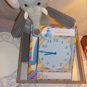 NWT Blue Elephant Decal Wall Clock